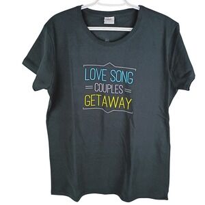 Gildan Love Song Couples Getaway Staff Graphic T-Shirt Black XL Womens Cotton
